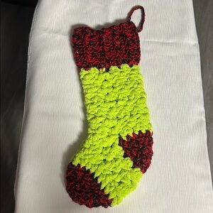 Handmade Red and Green Knit Stocking